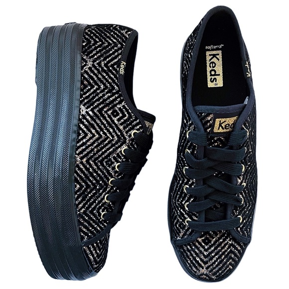Keds Shoes Keds Triple Up Dazzle Platform Sneakers Size 7 Nib Black